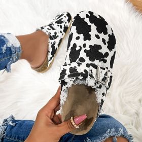 Women's Buckle Belt Flat Mules; Closed Toe Non-slip Sole Clog Slippers; Casual Walking Shoes (Color: Army Green, size: 7.5)