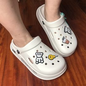 Cute Cartoon Thick Sole Hole Clogs For Women; Garden Shoes; Women's Eva Slippers; crocs for women (Color: Black, size: 6.5-7)
