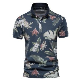 Summer POLO Shirt Men Cotton High Quality Tops Printed Short Sleeve Lapel T-Shirt Beach Street Shopping Camping Travel Vacation (Color: Sky Blue, size: XXL)