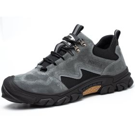 2022 Men Lightweight Safety Boots Work Shoes Indestructible Casual Sneakers Women Kevlar Insole Protective S3 Steel Toe Footwear (Color: Grey, size: 42)