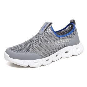 Male Slip-on Mesh Running Trainers Men Outdoor Aqua Shoes Breathable Lightweight Quick-drying Wading Water Sport Camping Sneaker (Color: Dark Grey, size: 39)
