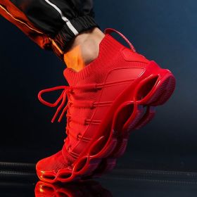 Casual Shoes Breathable Sneakers Mesh Boy Men Hot Comfortable Sport New Tenis Red Black Gray Spring Summer Autumn Blade Big Size (Color: Red, size: 47)