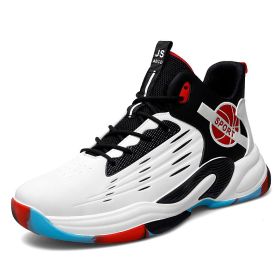 New couple basketball shoes men's sports shoes women's breathable cushioning non-slip wear-resistant gym training sports shoes (Color: White, size: 37)