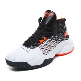 New Men's Basketball Sneakers Student Brand Basketball Shoes Boys Outdoor Designer High Top Sneakers (Color: White, size: 45)