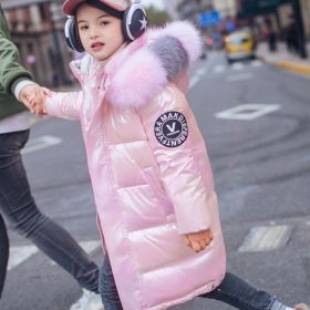 2022 Winter Down Jacket For Girls Coat Waterproof Shiny Hooded Children Outerwear Clothing 5-14 Year Teenage Kids Parka Snowsuit (Color: pink1, size: 13)