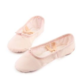 Girls Ballet Shoes Canvas Soft Sole Ballet Dance Slippers Children Practise Ballerina Shoes Woman Dance Shoes (Color: Flesh Tie Up, size: 24 (16cm))