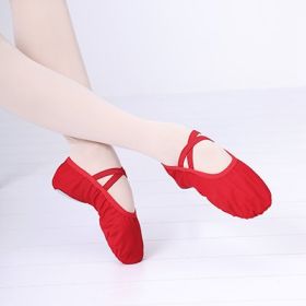 Girls Ballet Shoes Canvas Soft Sole Ballet Dance Slippers Children Practise Ballerina Shoes Woman Dance Shoes (Color: Red, size: 24 (16cm))