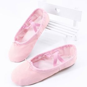 Girls Ballet Shoes Canvas Soft Sole Ballet Dance Slippers Children Practise Ballerina Shoes Woman Dance Shoes (Color: Pink Tie Up, size: 33 (20.5cm))