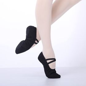 Girls Ballet Shoes Canvas Soft Sole Ballet Dance Slippers Children Practise Ballerina Shoes Woman Dance Shoes (Color: Black, size: 35 (21.5cm))