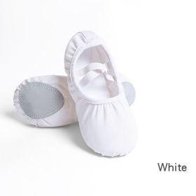 Girls Ballet Shoes Canvas Soft Sole Ballet Dance Slippers Children Practise Ballerina Shoes Woman Dance Shoes (Color: White, size: 24 (16cm))