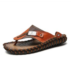 Summer Casual Slippers Men Fashion Flip Flops Designer Outdoor Men's Sandals Lightweight Mens Slides Beach Shoes Zapatos Hombre (Color: Auburn, size: 11)