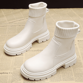 2022 Boots Women New Shoes For Women Slip On Boots For Women Soft Ankle Boots Fashion Platform Flats Winter Footwear Botas Mujer (Color: Beige, size: 36)