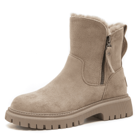 2022 Fashion New Women Boots Shoes Woman Zipper Women Shoes Keep Warm Ankle Boots Casual Winter Footwear Ladies Botas Mujer (Color: apricot, size: 36)