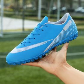 Quality Futsal American Football Boots Neymar Ultra Light Soccer Shoes Wholesaler Chuteira Campo Cleats Training Sneakers TF/AG (Color: 167-TF-blue, size: 35)