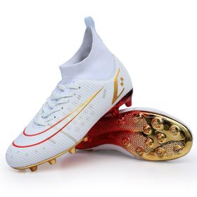 Quality Futsal American Soccer Shoes Neymar Ultra Light Football Boots Wholesaler Chuteira Campo Cleats Training Sneakers TF/AG (Color: 1491-AG- white GOLD, size: 45)