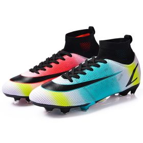 Quality Futsal American Soccer Shoes Neymar Ultra Light Football Boots Wholesaler Chuteira Campo Cleats Training Sneakers TF/AG (Color: 9086-FG-red  blue, size: 45)