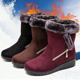 Women Boots 2019 New Snow Boots For Winter Shoes Woman Wedges Heels Botas Mujer Plus Size 43 Ankle Boots For Women Booties (Color: WINE RED, size: 5)