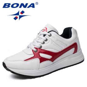 BONA New Arrival Typical Style Women Running Shoes Outdoor Jogging Sneakers Lace Up Lady Athetic Shoes Light Fast Free Shipping (Color: WHITE DARK GREY, size: 6.5)