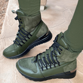 Womens Autumn Winter Snow Boots Female Platform Boots Short Tube Lace Up Women Shoes Tide Botas Mujer Hot Sale Women Boots (Color: Green, size: 37)
