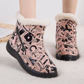 2022 New Women Boots Fashion Alphabet Winter Shoes Women Waterproof Snow Boots Warm Ankle Botas Mujer Winter Footwear Female (Color: Black, size: 7.5)