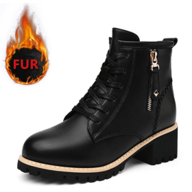 Women Boots 2022 New Fashion Ladies Shoes Zipper Shoes Woman Keep Warm Ankle Boots Casual Comfortable Winter Shoes Botas Mujer (Color: black Fur, size: 39)