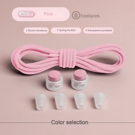Spring Lock Shoelaces Without ties Elastic laces Sneakers Kids Adult Quick Shoe laces Rubber Bands Round No tie Shoeace Shoes (Length: 100cm, Color: Pink)