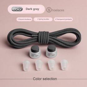 Spring Lock Shoelaces Without ties Elastic laces Sneakers Kids Adult Quick Shoe laces Rubber Bands Round No tie Shoeace Shoes (Length: 100cm, Color: Dark Grey)