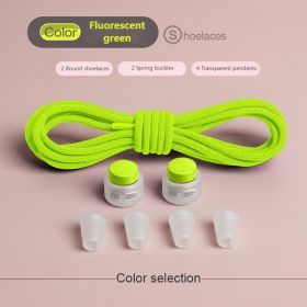 Spring Lock Shoelaces Without ties Elastic laces Sneakers Kids Adult Quick Shoe laces Rubber Bands Round No tie Shoeace Shoes (Length: 100cm, Color: Fluorescent Green)