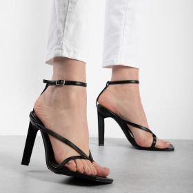 Women's Pumps; New black green apricot high-heeled shoes; thin heels with large sandals; women's fashion runway shoes (colour: black, size: 38)