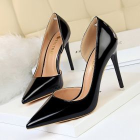 Women Pumps; High-heeled shoes; simple stilettos; metal wind high-heeled shoes; pointed; hollow sides; sexy women's shoes. (colour: champagne, size: 41)