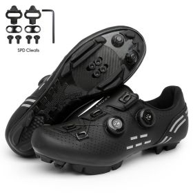 Ultralight Cycling Shoes Mtb Carbon Fiber Road Bike Boots Men Mountain Bicycle SPD Cleats Shoes Women Biking Speed Flat Sneaker (Color: black mtb cleats, size: 44)