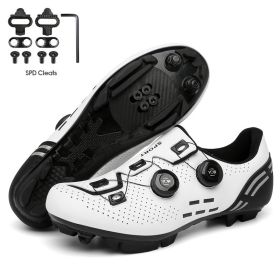 Ultralight Cycling Shoes Mtb Carbon Fiber Road Bike Boots Men Mountain Bicycle SPD Cleats Shoes Women Biking Speed Flat Sneaker (Color: white mtb cleats, size: 42)