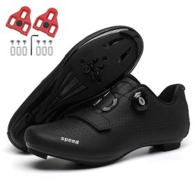 Ultralight Cycling Shoes Mtb Carbon Fiber Road Bike Boots Men Mountain Bicycle SPD Cleats Shoes Women Biking Speed Flat Sneaker (Color: full black road, size: 36)