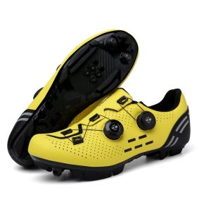 MTB Cycling Shoes Carbon Men Sports Route Cleats Road Bike Boots Racing Speed Sneaker Women Flat Spd Mountain Bicycle Shoes (Color: yellow mtb, size: 38)