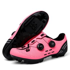 MTB Cycling Shoes Carbon Men Sports Route Cleats Road Bike Boots Racing Speed Sneaker Women Flat Spd Mountain Bicycle Shoes (Color: pink mtb, size: 43)