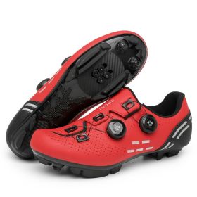 MTB Cycling Shoes Carbon Men Sports Route Cleats Road Bike Boots Racing Speed Sneaker Women Flat Spd Mountain Bicycle Shoes (Color: red mtb, size: 44)