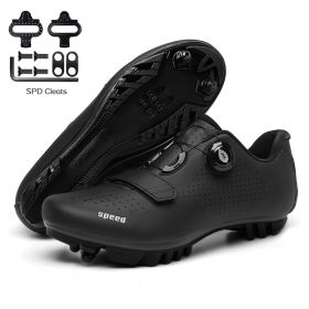 Men Cycling Sneaker Mtb Road Bike Shoes Speed Flat Sneakers Racing Women Self-locking Spd Cleats Shoes Mountain Bicycle Boots (Color: all in black mtb, size: 42)