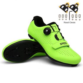 Men Cycling Sneaker Mtb Road Bike Shoes Speed Flat Sneakers Racing Women Self-locking Spd Cleats Shoes Mountain Bicycle Boots (Color: green road, size: 40)