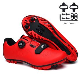 Men Cycling Sneaker Mtb Road Bike Shoes Speed Flat Sneakers Racing Women Self-locking Spd Cleats Shoes Mountain Bicycle Boots (Color: red mtb, size: 37)