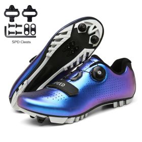 Men Cycling Sneaker Mtb Road Bike Shoes Speed Flat Sneakers Racing Women Self-locking Spd Cleats Shoes Mountain Bicycle Boots (Color: blue mtb, size: 47)
