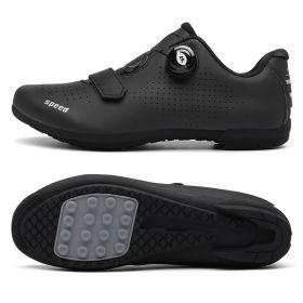 Men Cycling Sneaker Mtb Road Bike Shoes Speed Flat Sneakers Racing Women Self-locking Spd Cleats Shoes Mountain Bicycle Boots (Color: all in black rubber, size: 42)