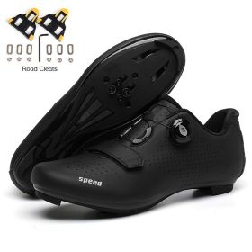 Men Cycling Sneaker Mtb Road Bike Shoes Speed Flat Sneakers Racing Women Self-locking Spd Cleats Shoes Mountain Bicycle Boots (Color: all in black road, size: 38)