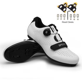 Men Cycling Sneaker Mtb Road Bike Shoes Speed Flat Sneakers Racing Women Self-locking Spd Cleats Shoes Mountain Bicycle Boots (Color: white road, size: 41)