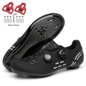 Road Bike Shoes Carbon Men Cycling Sneaker Mtb Self-Locking Cleats Bicycle Shoes Flat Speed Sneaker Women Racing Biking Footwear (Color: black road, size: 37)