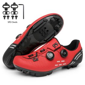 Road Bike Shoes Carbon Men Cycling Sneaker Mtb Self-Locking Cleats Bicycle Shoes Flat Speed Sneaker Women Racing Biking Footwear (Color: red mtb, size: 39)