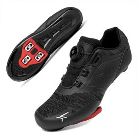 2022 MTB Cycling Shoes Men Self-locking Cleats Speed Road Bike Sneakers Flat Racing Women SPD Mountain Bicycle Shoes for Shimano (Color: black road, size: 39)