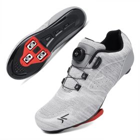 2022 MTB Cycling Shoes Men Self-locking Cleats Speed Road Bike Sneakers Flat Racing Women SPD Mountain Bicycle Shoes for Shimano (Color: light grey road, size: 42)