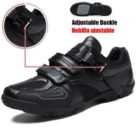 High Quality Men MTB Cycling Shoes Breathable Microfiber Bike Shoes Road Bicycle Shoes SPD Rubber Cleat Racing Cycling Snekaers (Color: Black, size: 40)