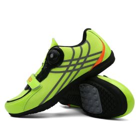 High Quality Men MTB Cycling Shoes Breathable Microfiber Bike Shoes Road Bicycle Shoes SPD Rubber Cleat Racing Cycling Snekaers (Color: Green, size: 45)