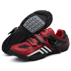 High Quality Men MTB Cycling Shoes Breathable Microfiber Bike Shoes Road Bicycle Shoes SPD Rubber Cleat Racing Cycling Snekaers (Color: Red, size: 36)